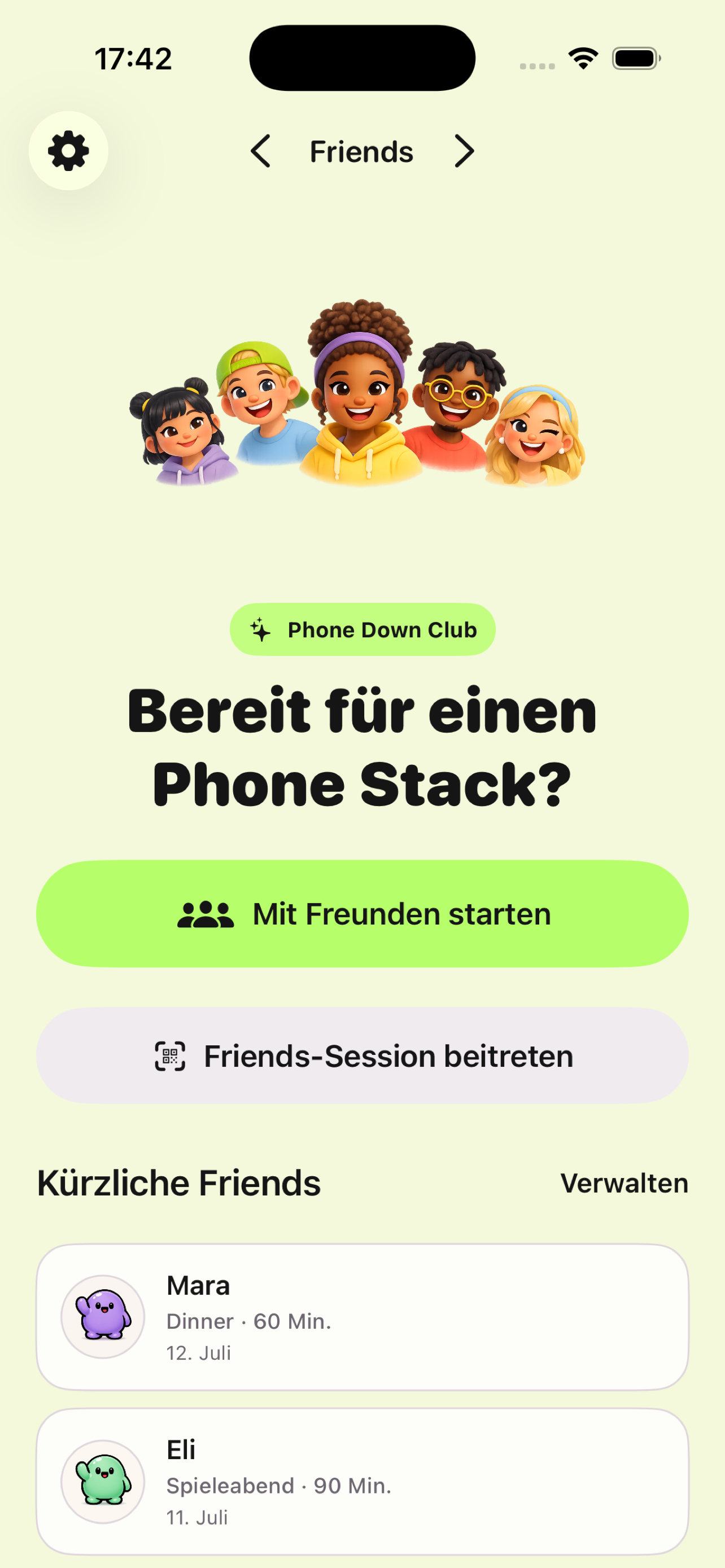 DuoLock Friends-Bereich auf Deutsch